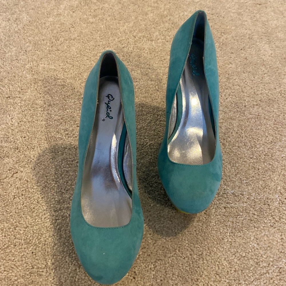 Suede heels.